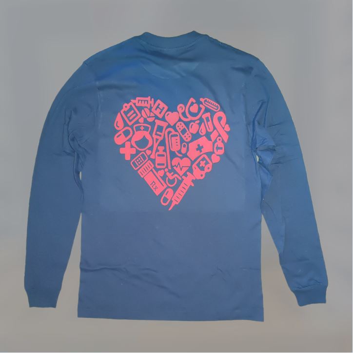 Navy Blue long sleeve shirt with red monte logo