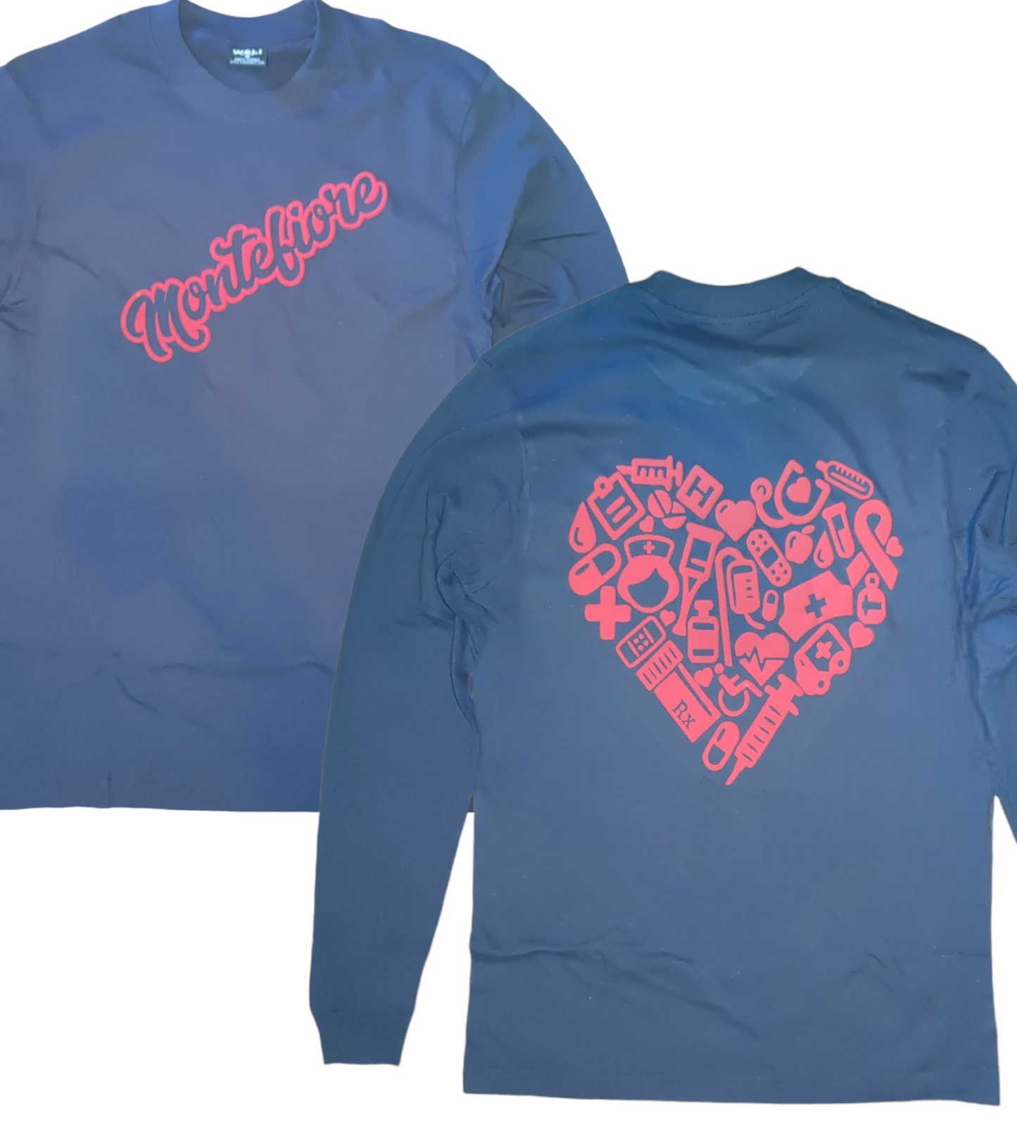 Navy Blue Long Sleeve with Burgundy Heart