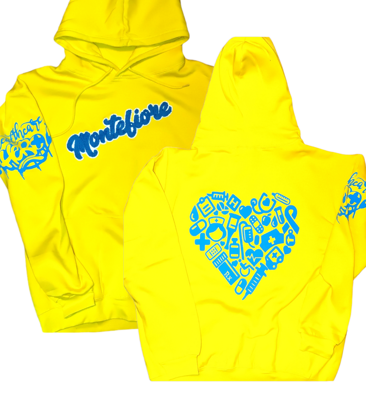 Yellow Throw Over hoodie with Chenille patch