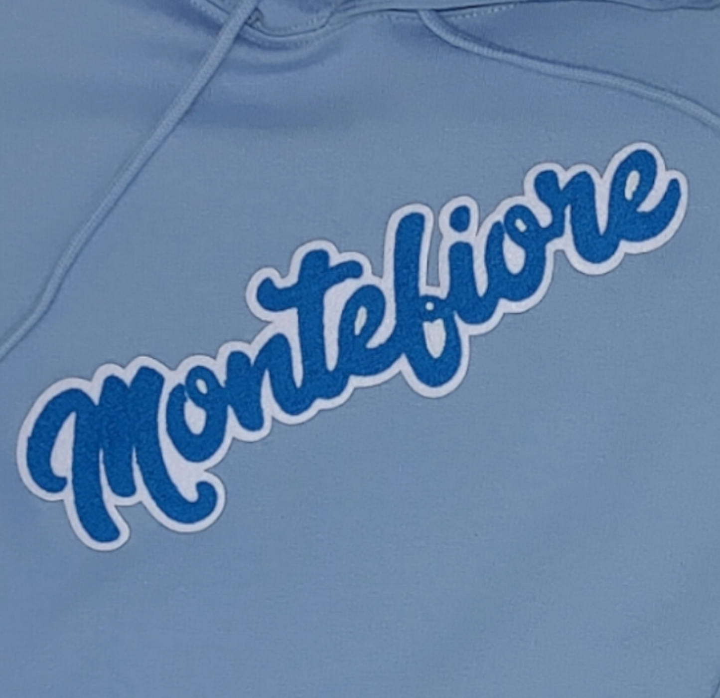 Baby Blue Throw Over Hoodie with Chenille Patch