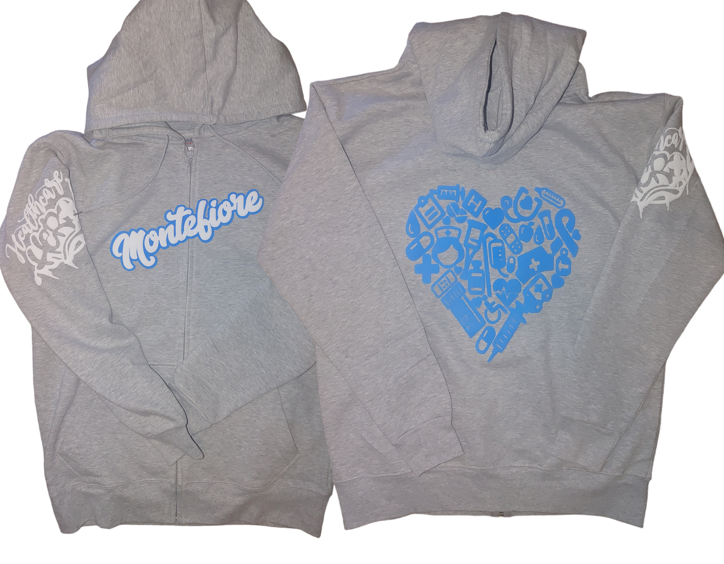 Gray/White/Blue Zip Up