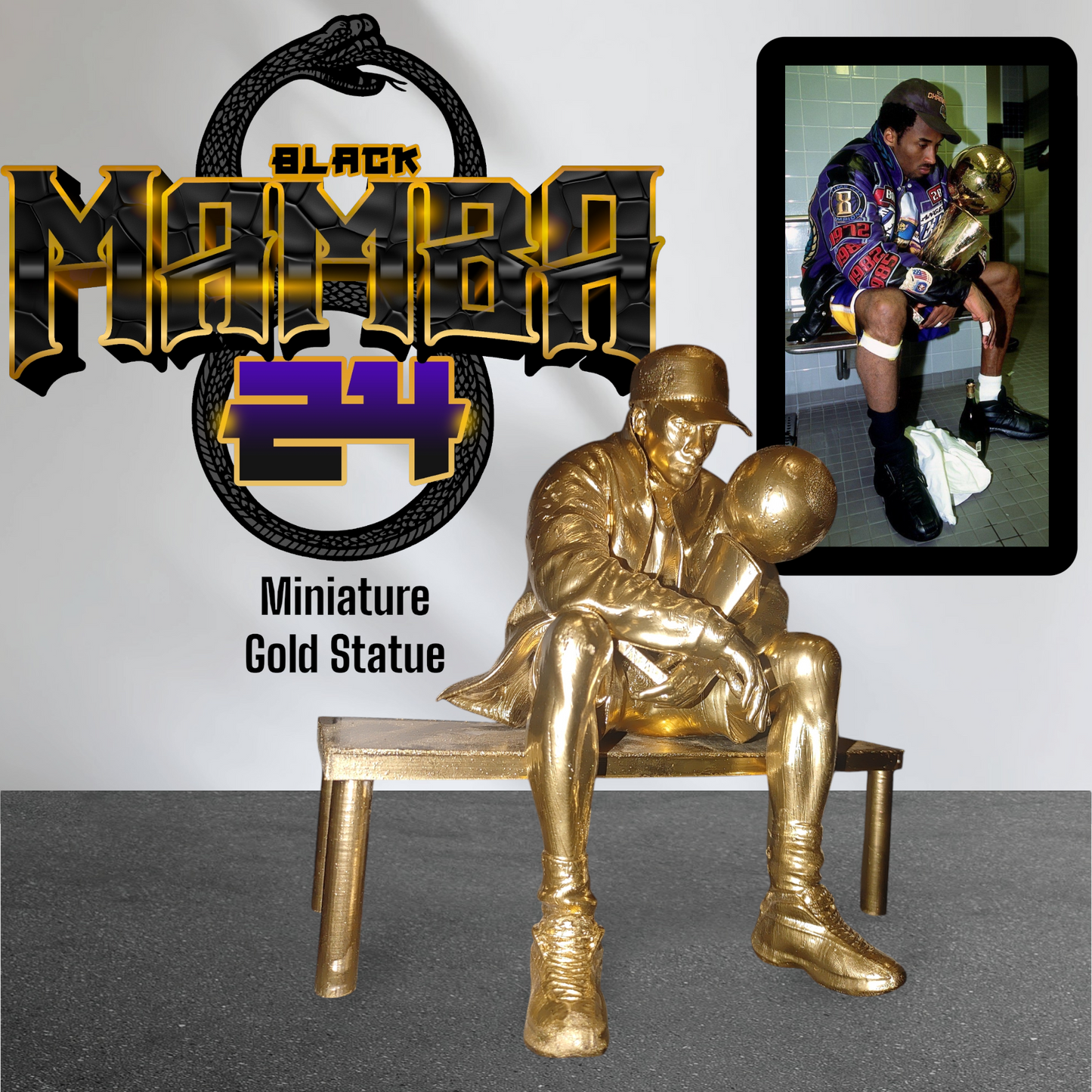 Gold Resin Black Mamba Miniature Statue