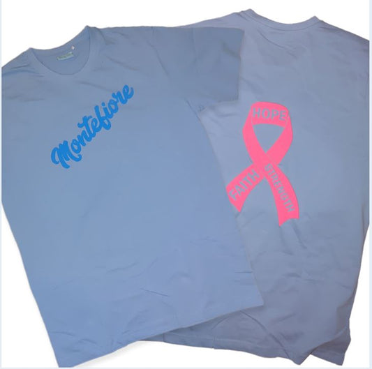 Exclusive Baby Blue t-shirt with blue and Cancer awareness