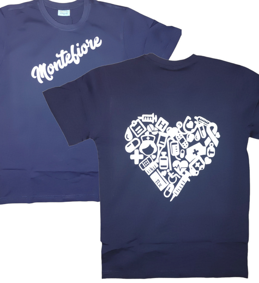 Navy Blue short sleeve with White Heart