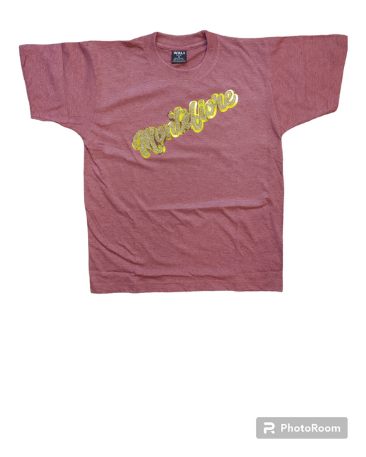 Exclusive Burgundy holographic and glitter gold short sleeve t-shirt